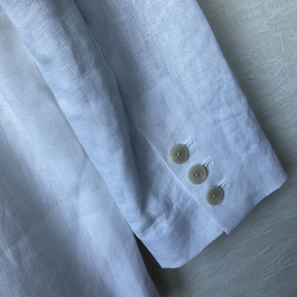 Banana Republic White Linen Blazer Double Breasted Summer Jacket Size 12 - Picture 9 of 15